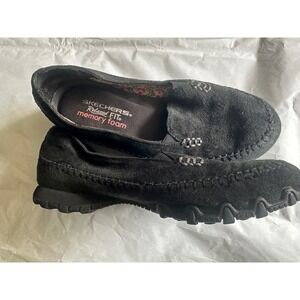 Skechers Relaxed Fit Memory Foam Black Suede Loafers Flats 48930 Womens 6